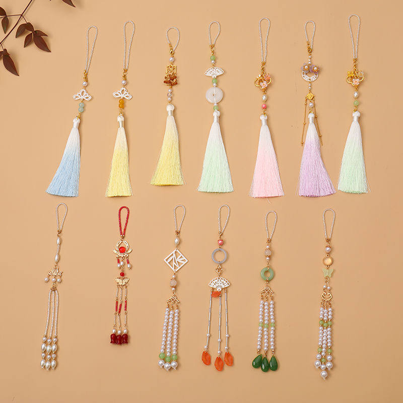 Outlet Chinese-Style Cheongsam with Pressed Placket, Original Ancient-Style Pendant Brooch, Hanfu Tea Dress Tassel, Retro Chinese-Style Accessory