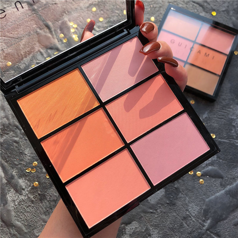 Authentic Xiaohongshu European and American Blush Palette, Genuine Combination, Natural Multi-Color Sun-Kissed Blush, Women's Cushion Blush, Six Colors