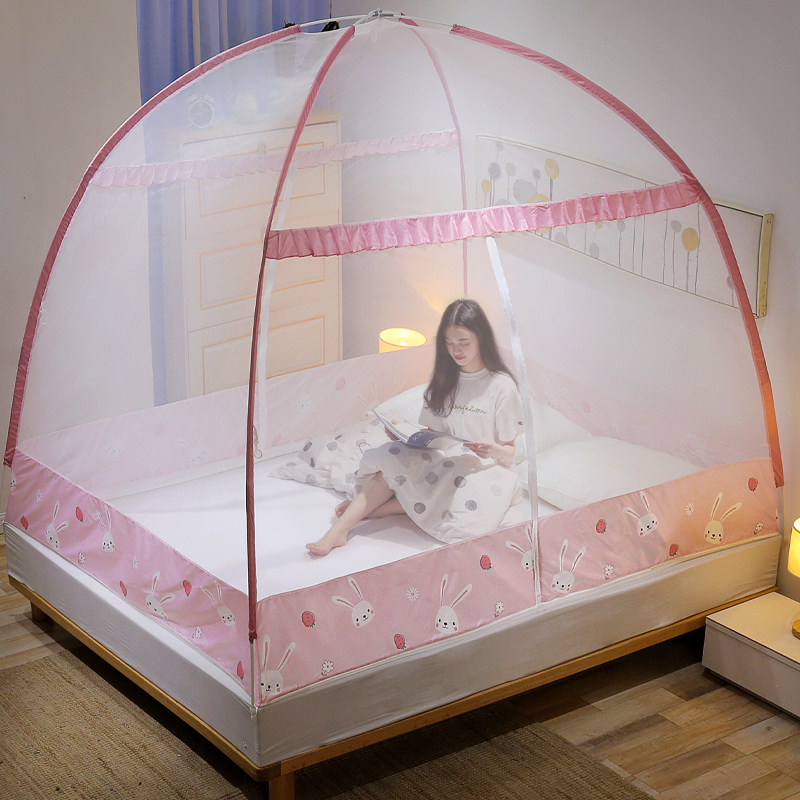 Free installation of yurt strawberry rabbit rabbit mosquito net without bracket home thickening anti-fall children's folding student dormitory