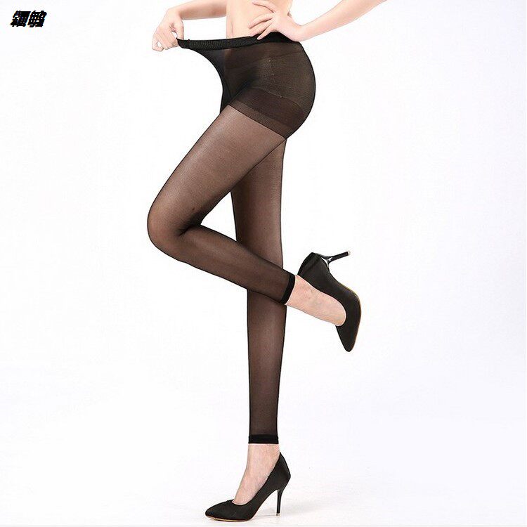 Cropped pantyhose wrapped heart silk long tube summer thin style fattened plus size women's black stockings 9 points pantyhose