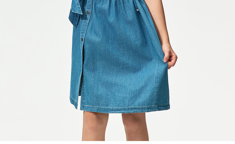 платье nautica/诺帝卡童装 女童牛仔连衣裙夏季新款儿童牛仔裙装衬衫领