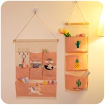 Hook storage bag behind the door storage bag hanging on the wall fabric hanging pocket small bag cute dormitory wall-mounted storage bag