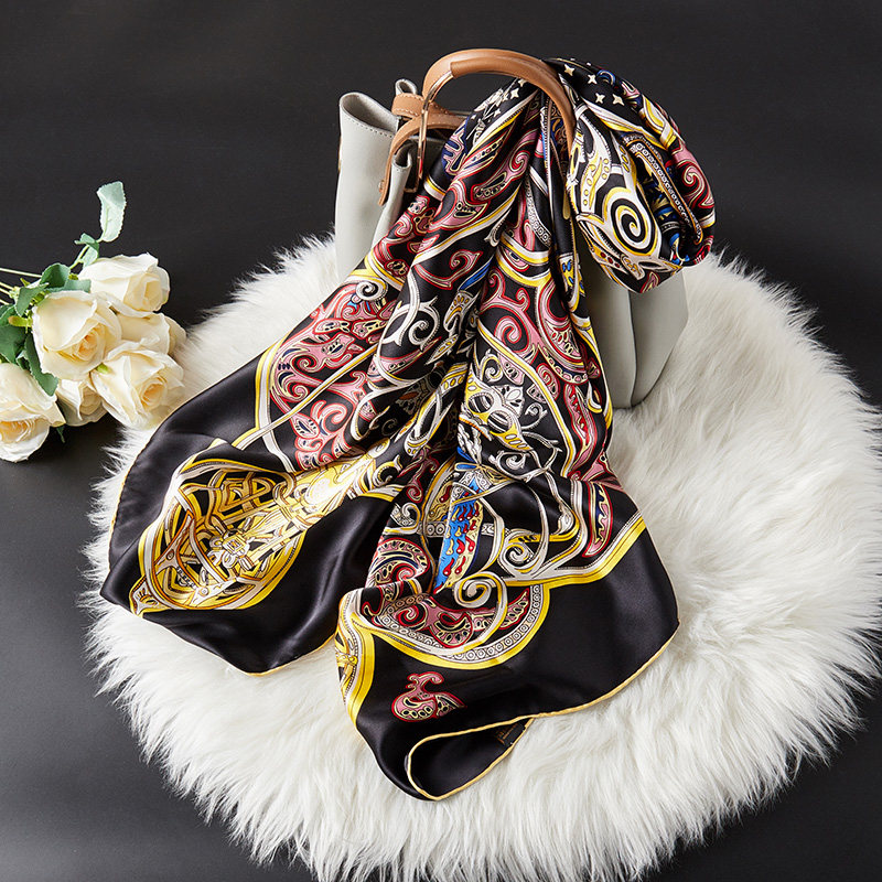 Silk Scarf Women's Allmatch Spring and Summer Silk Large Square Scarf