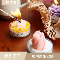New Chinese style aromatherapy flower shape scented candle handmade souvenir holiday gift fragrance real flower shape wax