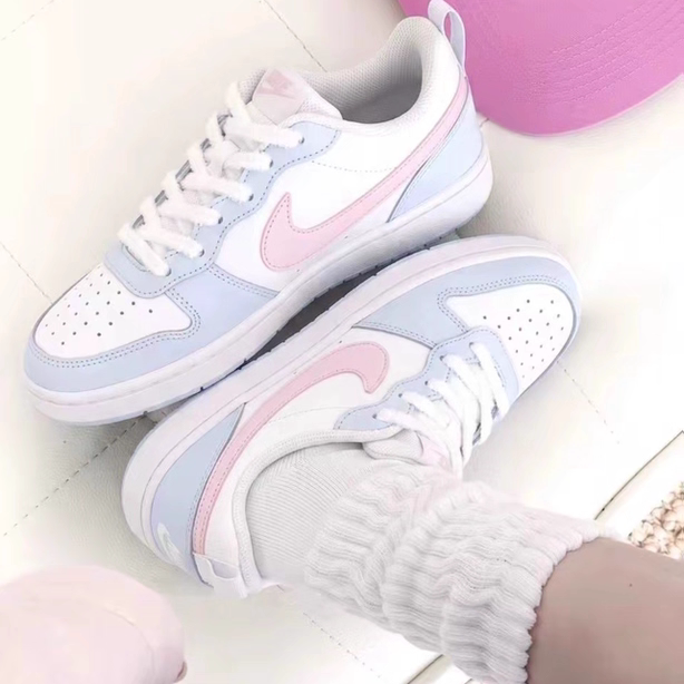 Customized Sneakers Nike Sneakers Court Boroug Sea Salt Blue Blue Puff Girl Blue Pink Dopamine Sweet Girl
