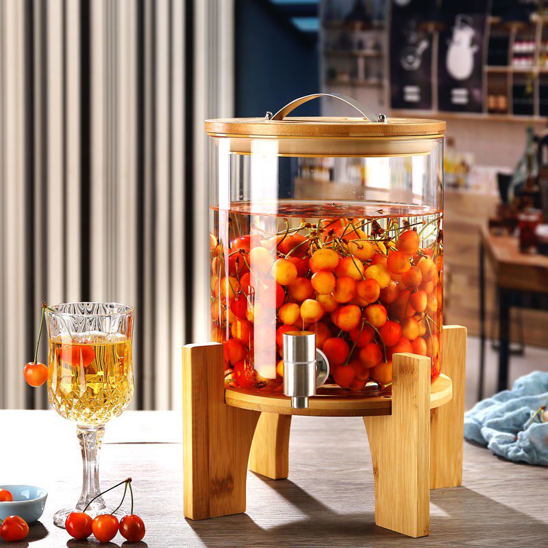 Net Red Bubble Wine Barrel With Tap Fruit Wine Container High Temperature Resistant Glass Bottle Beer Keg Domestic Sealed Jars Wine