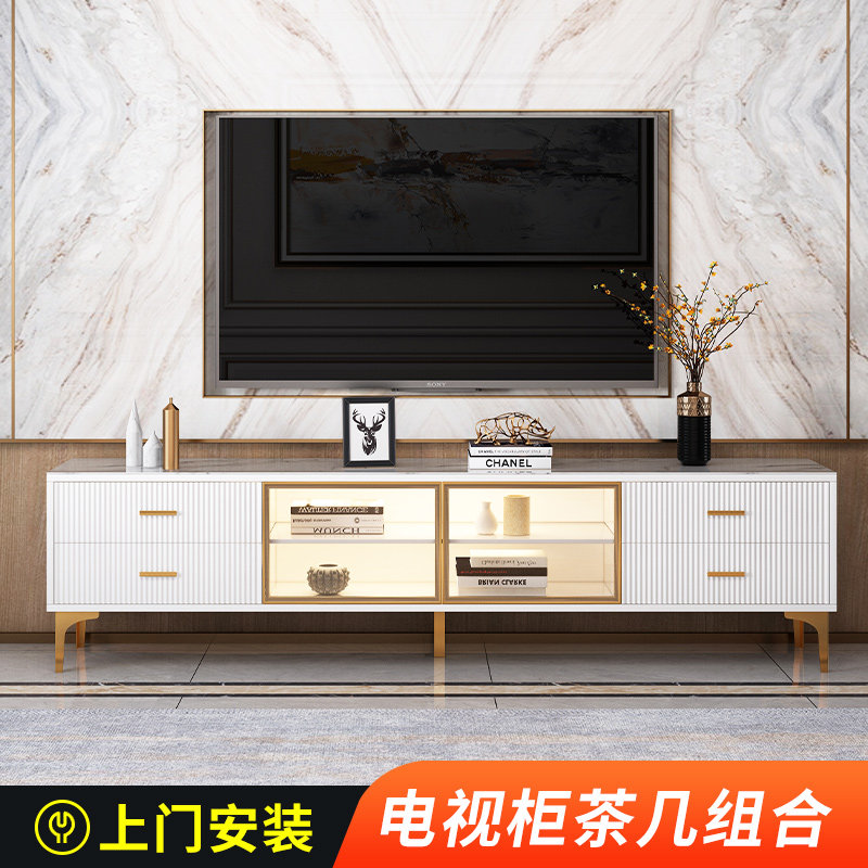 Slate living room TV cabinet modern minimalist new small apartment wall cabinet Nordic light luxury coffee table TV cabinet side cabinet