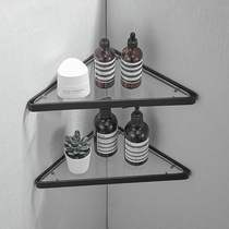Hole-free toilet shower room glass storage rack bathroom tripod wall-mounted bathroom shower gel bottle storage rack