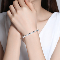 Shouyi sterling silver round bead bracelet female Korean version of simple round bead chain bracelet silver jewelry to send girlfriend birthday gift