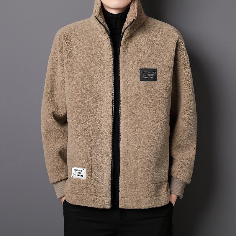 Romon High-End New Spring and Autumn Men's Thickened Lamb Wool Coat Trendy Plus-Size Warm Shearling Stand-Collar Jacket Romon High-End New Spring and Autumn Men's Thickened Lamb Wool Coat Trendy Plus-Size Warm Shearling Stand-Collar Jacket