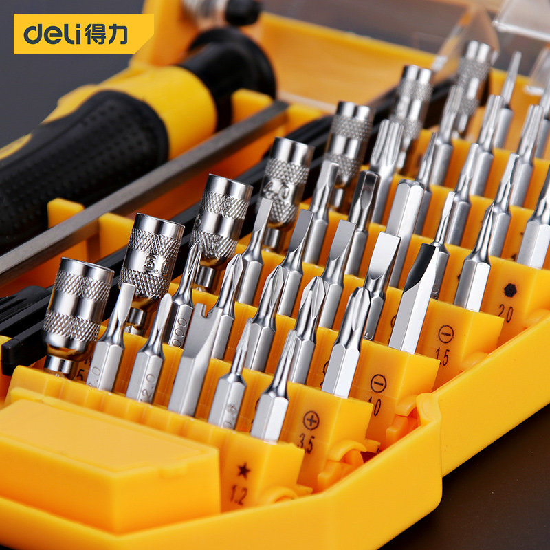 Deli multi-function screwdriver set cross small screwdriver triangle plumdriver mobile phone repair tool complete