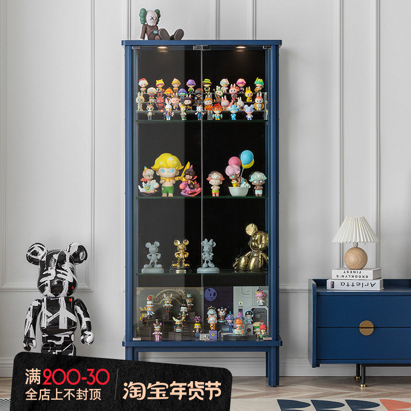 Hand-run Nordic light luxury Lego model display cabinet glass locker wine cabinet modern minimalist wall living room cabinet