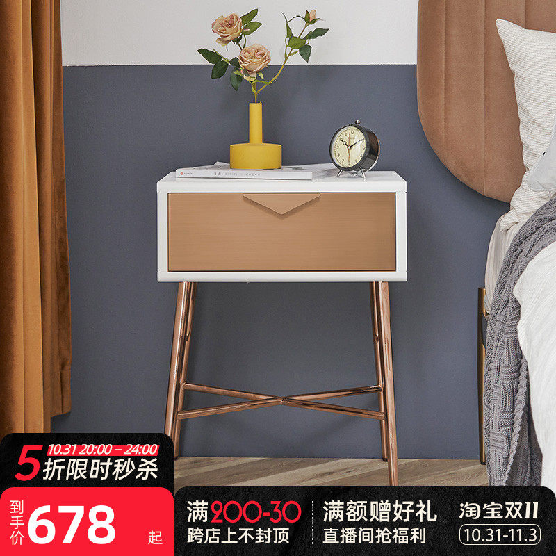 Bedside table bedroom simple storage bedside small cabinet rack modern Nordic style storage cabinet light luxury