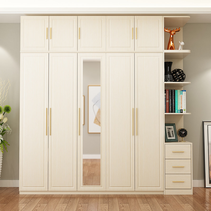 Wardrobe Simple Modern Economy with Mirror Locker Bedroom Small Household Cabinet Combined with Cabinet Collection Cabinet