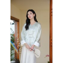 Mountain Colored New Chinese Style Jacket Spring Autumn New Original National Wind Meranzhu Chamomile Acetate Jacquard improved disc buckle blouses