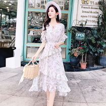 Summer new cover Belly Shatter Snowspun in Long Dress Spring Autumn Women Dress Fairy woman Conspicuy Long A-word Skirt Short Sleeve