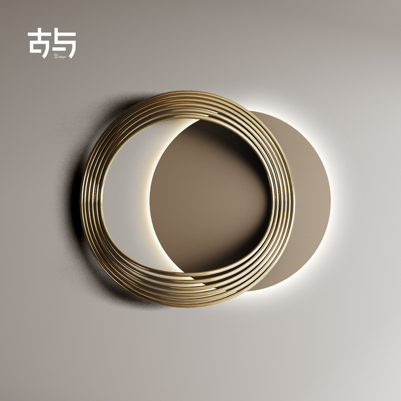 Italian-Style Living Room Round Metal Decorative Painting 3D Wall Lamp Entrance Sofa Background Hanging Decoration Metal Iron Wall Decoration