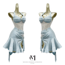 Meichen dance clothes summer Internet celebrity new Latin dance denim practice clothes large swing skirt short skirt suit high-end dance clothes for women