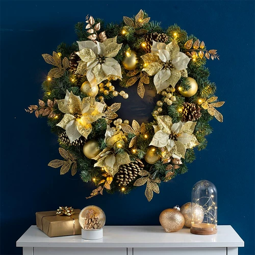 Рождественское цветочное кольцо 40cm50/60/80 Рождественская украшение творческая дверь висящая рождественская виноградная полоса Аранжировка сцены