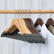 Nice solid wood flocking hanger Anti-slip No-mark Home hanging clothes brace Wardrobe Wood Clothes Hanging Suit Racks