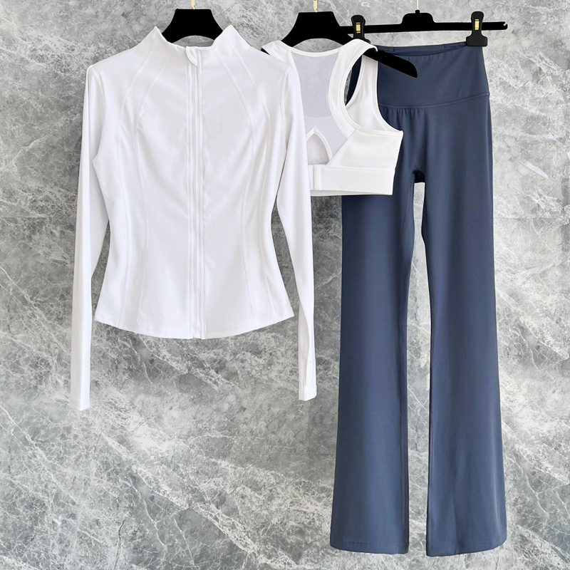 2023 New Spring Yoga Suits Women Professional High-end Fashion Tight Fit Slim Speed Dry Horn Wide Leg Pants Sports Suit-Taobao