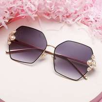 Fashion cool tide large frame sunglasses womens metal polyg