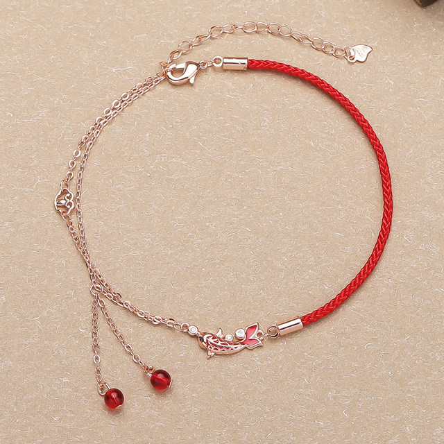 Landing koi red rope anklet for women 2023 new fashion exotic anklet leg chain foot ring anklet foot accessories