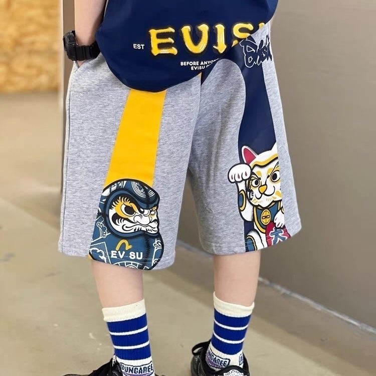 Japanese Style New Boys' Trendy Brand Fushen Daaji Shorts Summer Big Kids Cartoon Cool Loose Five-Point Pants