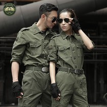 Outdoor airborne division suit pure cotton camouflage uniform for men spring and autumn field army green multi-bag performance military training uniform overalls for women