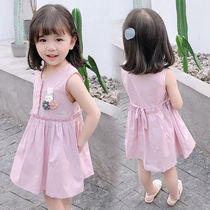 Girls dress 2022 new summer dress female baby foreign air pure cotton vest dress Childrens baby Summer princess dress