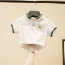 Spring Summer boy polo shirt short sleeve children t-shirt in childrens pure cotton clothes white turning over headsets male girl