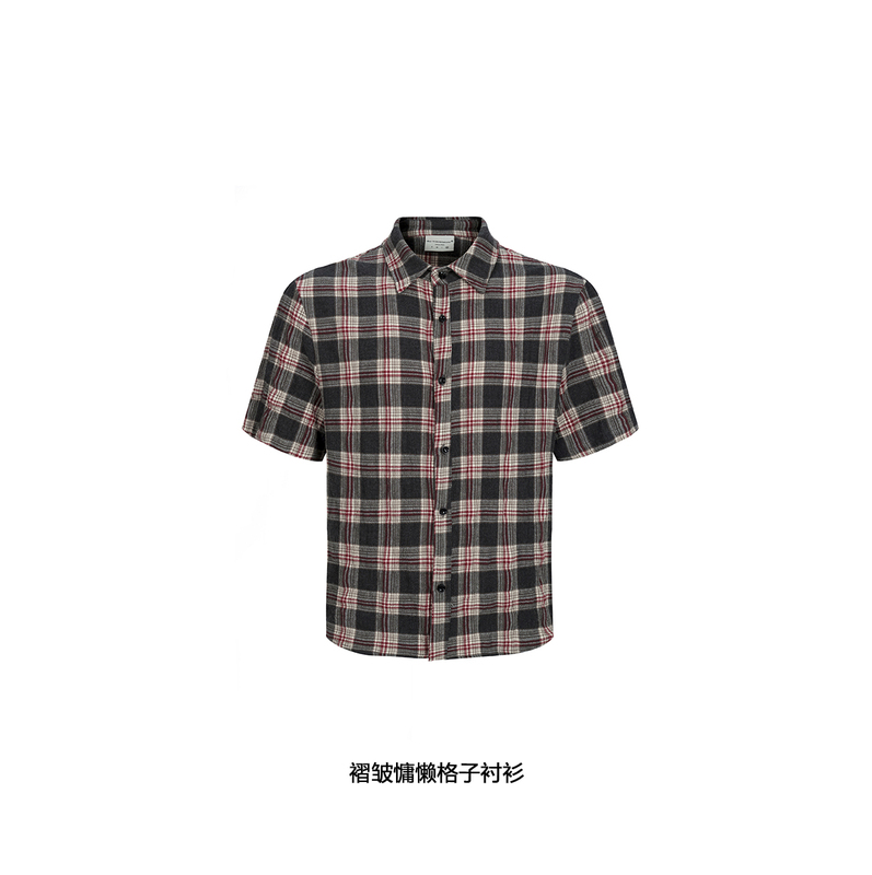 Dert Vibe Pleated Bubble Plaid Shirt Pure Cotton Dert Vibe Pleated Bubble Plaid Shirt Pure Cotton