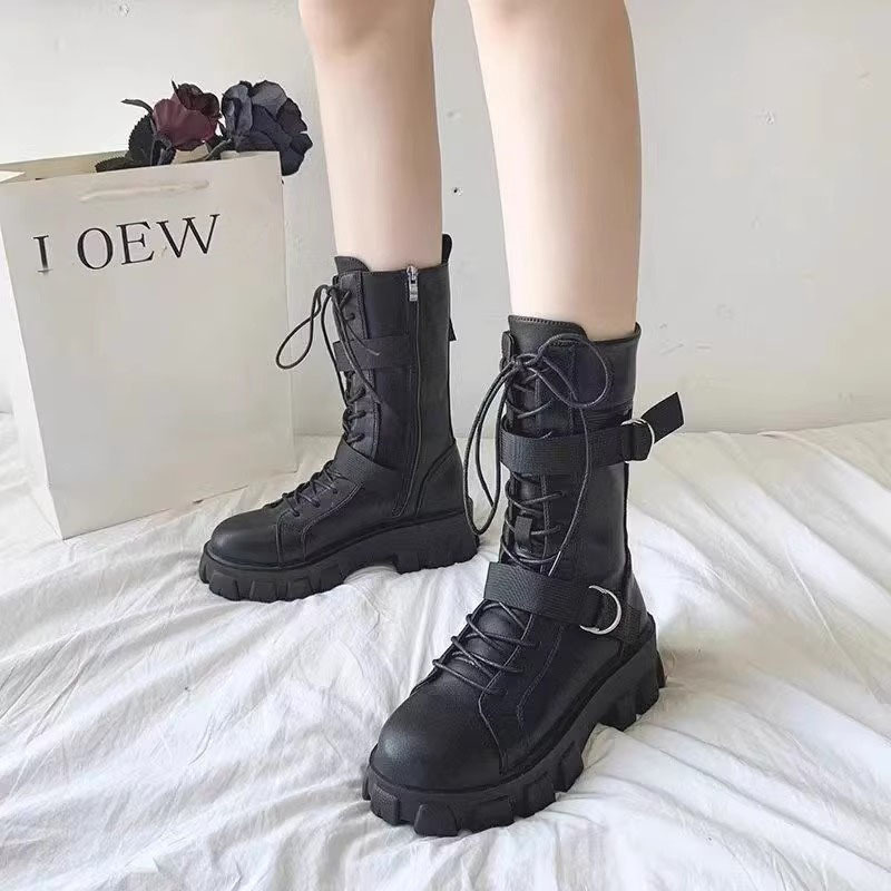 Cos Versatile Height-Increasing Martin Boots for Women, British Style, New Autumn and Winter Thick-Soled Large Size Mid-Calf Biker Boots Cos Versatile Height-Increasing Martin Boots for Women, British Style, New Autumn and Winter Thick-Soled Large Size Mid-Calf Biker Boots