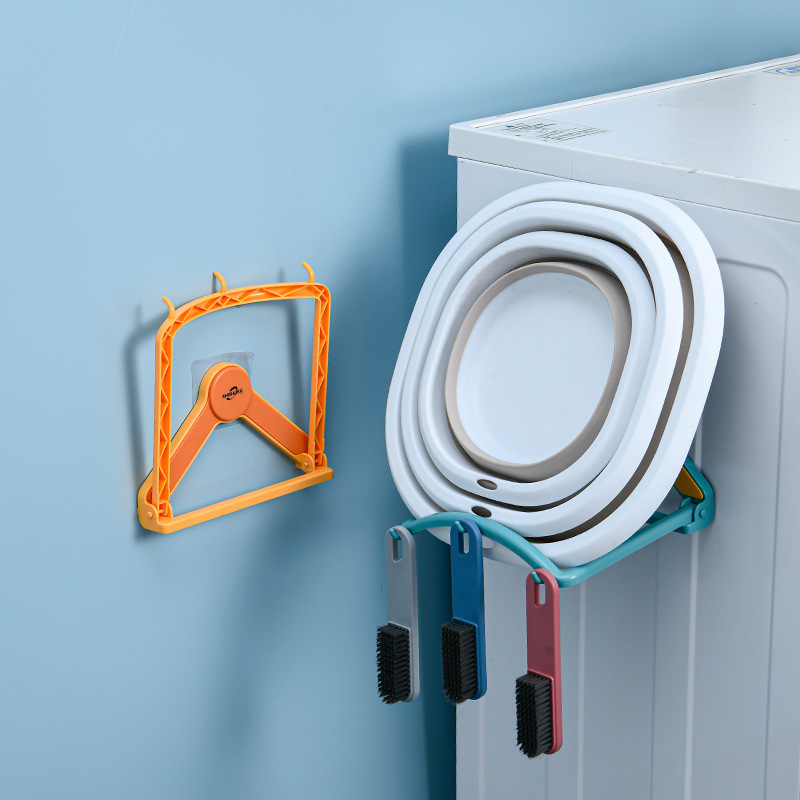 Foldable face basin rack toilet wall-mounted hanging kitchen pot cover multi-functional towel basin rack