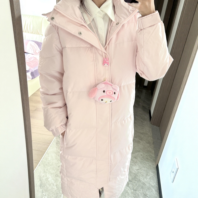 Long down Jacket for Women 2026 New Winter Style Thickened White Duck down Over-The-Knee Pink Coat for Students and Couples