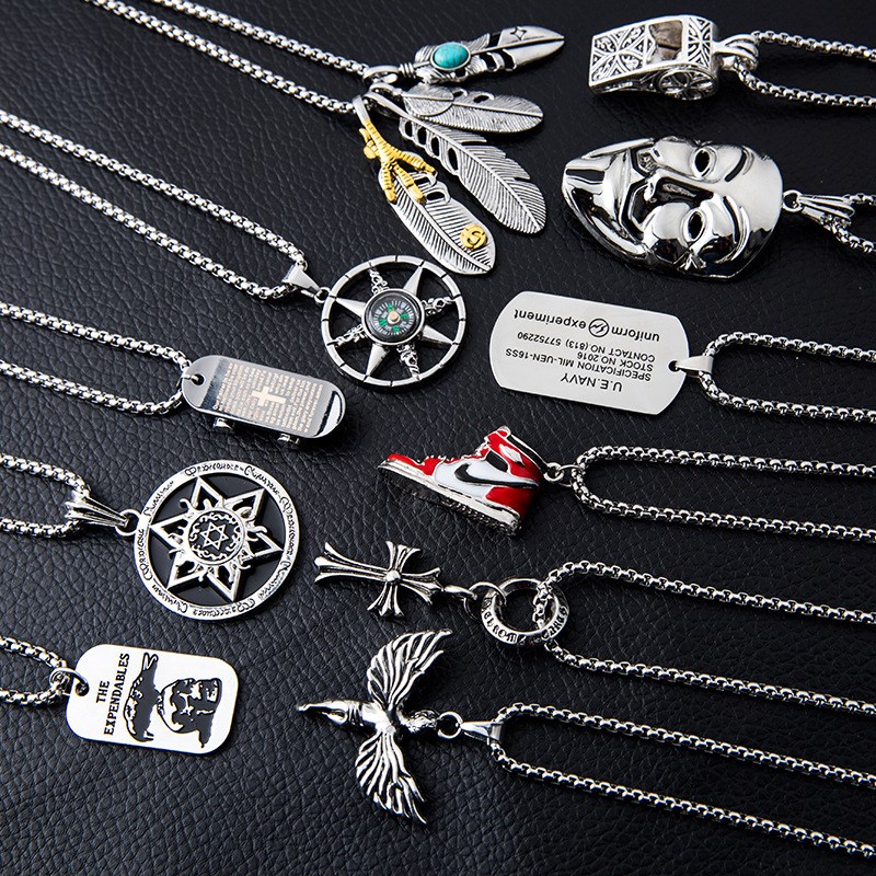 Boys Necklace Accessories Children Boys Trendy Jewelry Korea 2021 New Cool Street Dance Fashion Hip Hop Pendants