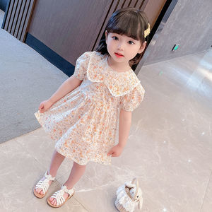 女童连衣裙夏装新款短袖公主裙儿童洋气碎花