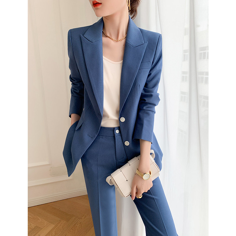 Blue suit goddess 2021 Spring and Autumn Gases Property Consultant Manager Career Work two suits