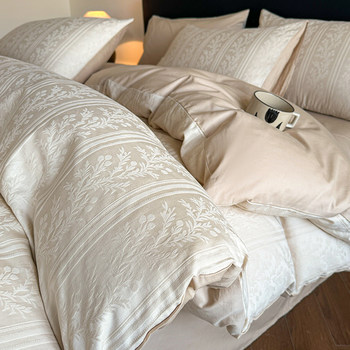 Casual and High-End Pure Cotton Four-Piece Set 2025 New Style All-Cotton Jacquard Duvet Cover, Bed Sheet, Three-Piece Bedding Set