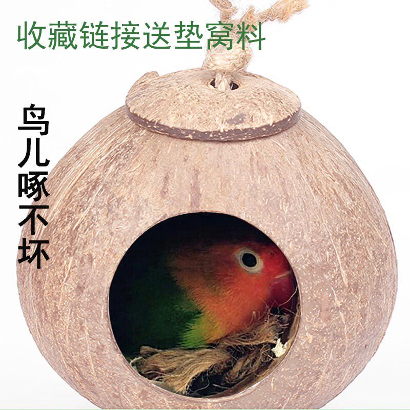Peony Tiger Leather Parrot Pearl Moon Bird Coconut Shell Bird Nest Warm Coconut Shell Bird Nest Hamster Squirrel Nest Size Creativity