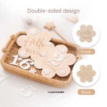 Newborn baby photo commemorative flowers January-December birthday photo commemorative ornaments wooden flower milestone toys
