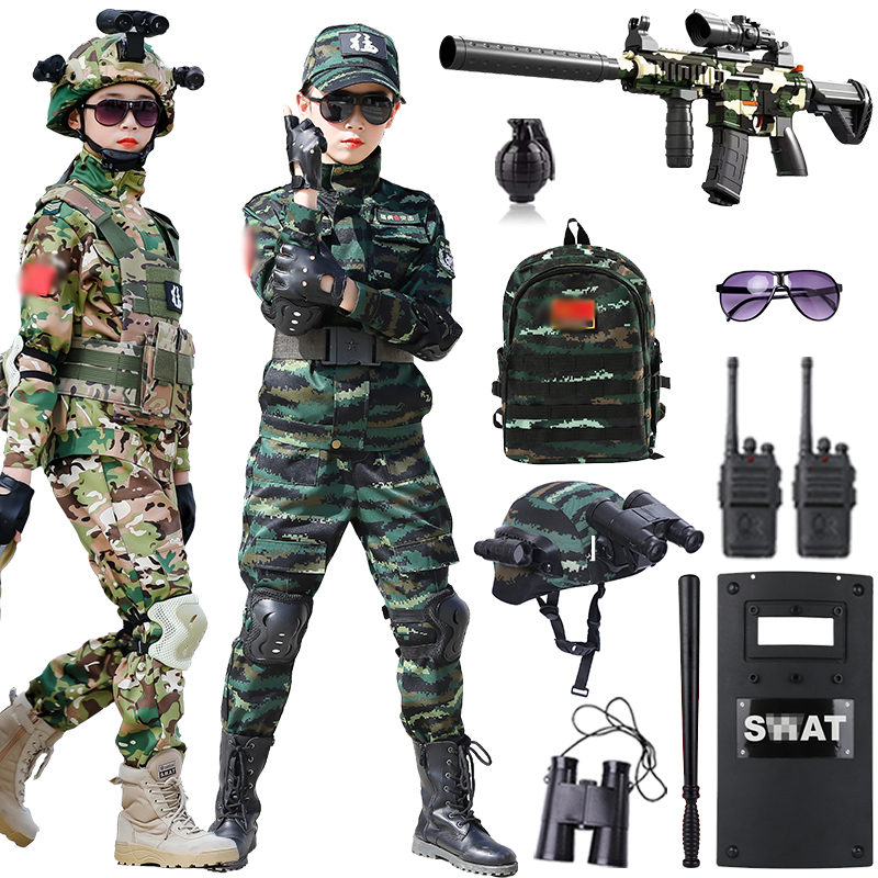 子供用迷彩スーツ 男の子用 迷彩 サマーキャンプ アウトドア 特殊部隊スーツ メンズ 装備 軍事トレーニングスーツ パフォーマンススーツ