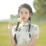 Легкое ципао, летнее свежее платье, коллекция 2023, светлый стиль, китайский стиль