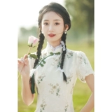 Легкое ципао, летнее свежее платье, коллекция 2023, светлый стиль, китайский стиль