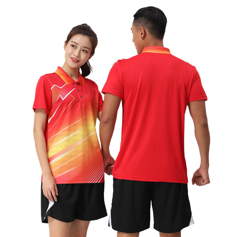 Short Sleeve Suit Badminton Suit Summer Men And Women Training Jersey Team Uniform Sports Blouse Team Competition Suit Print LOGO