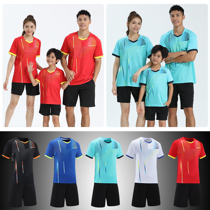 New table tennis clothing primary school students short-sleeved sportswear men's and women's badminton clothing quick-drying training suit training class clothing