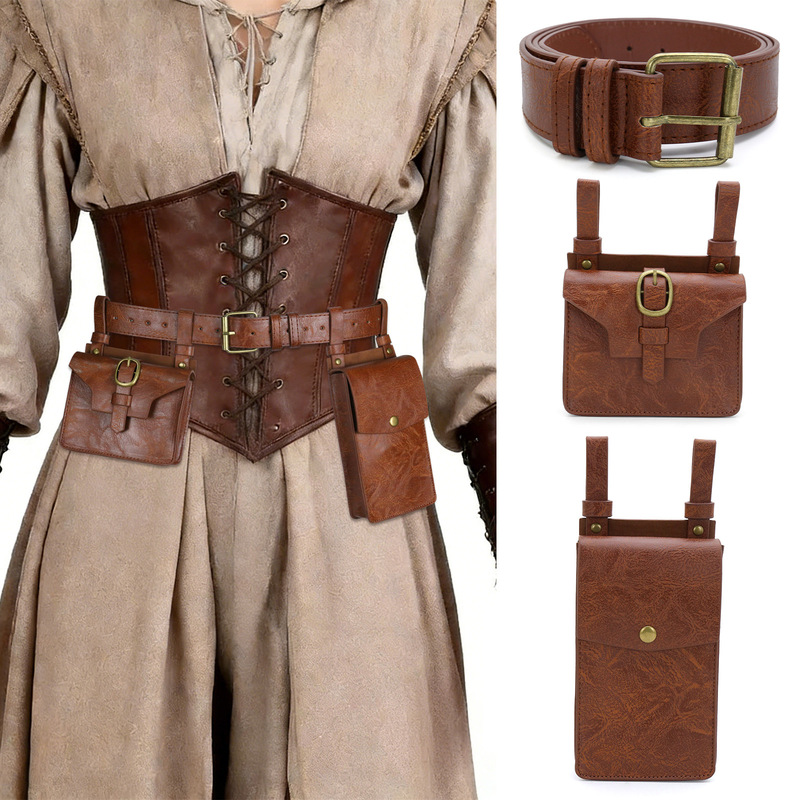 Medieval Waist Bag Outdoor Mobile Phone Bag Viking Retro Belt Set Cosplay Costume Props Medieval Waist Bag Outdoor Mobile Phone Bag Viking Retro Belt Set Cosplay Costume Props