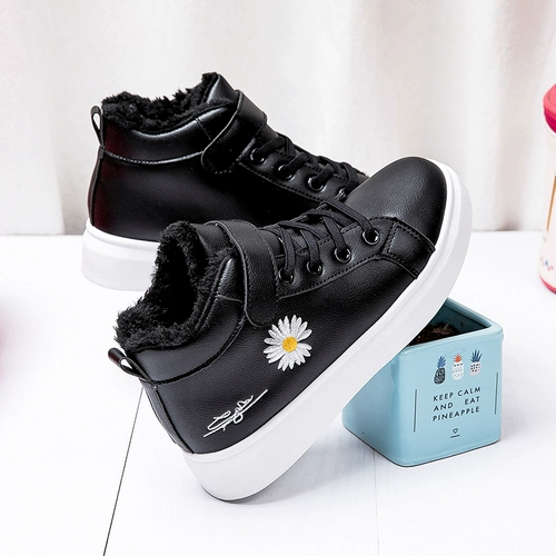 Зимняя высокая спортивная обувь на липучке, флисовые сапоги, в корейском стиле, мягкая подошва