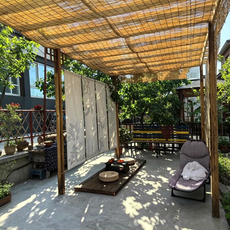 Chinese-Style Sunshade Partition Reed Curtain Wall Decoration Ceiling Grass Curtain Courtyard Pavilion Sunshade Curtain Large Roll for Decoration