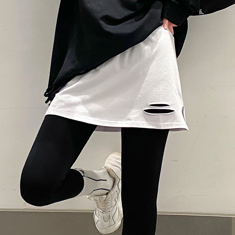 Leggings with a Butt-Covering Hem for Women, Spring and Autumn Sweatshirt Layering Magic, Fake Hem for Layering, Pure Cotton Butt-Covering Half Skirt